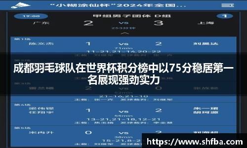成都羽毛球队在世界杯积分榜中以75分稳居第一名展现强劲实力